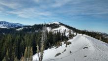 Deeper snowpack on E-NE aspects of Andesite Ridge.