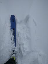  Skier triggered cracking on a very small, isolated wind slab on a WNW aspect at 9700 ft. 