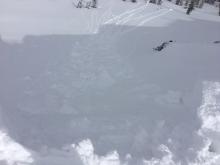 Cornices release onto wind loaded slopes did not result in any wind slab failure.