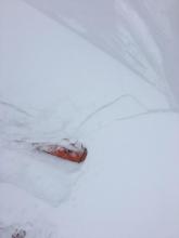 Shooting cracks and slab release in wind loaded terrain off of ridgeline.