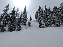 Deep slab on East ridge of Silver