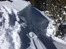 Small test slopes show reactive cornice failure but no wind slab instability.