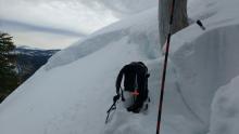 Site of crown profile. 1 of 3 deep slab avalanches on N aspect terrain along the E ridge of SIlver.