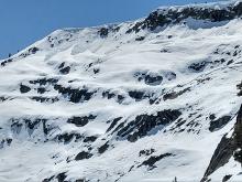Large cornice collapses on a NE aspect at 8800 ft. It looks like these occurred during the rain storm.