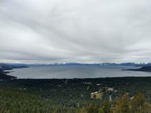 Widespread cloud cover rolling in across the Sierra Crest ahead of tonight's storm