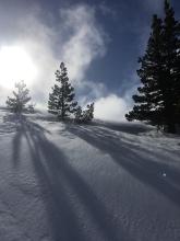 West winds transporting snow