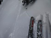 Some skier triggered cracking on a small wind-loaded test slope