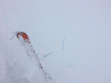 Minor skier triggered cracking of newly formed wind slabs.