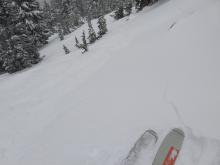 Skier triggered shooting cracks on a wind-loaded test slope.