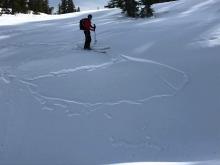 Wind slab failure on buried surface hoar on a wind-loaded test slope.