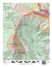 Outlined areas show observed wide spread surface hoar growth of >3mm