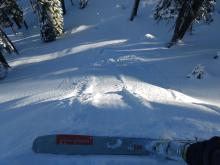 Ski cuts triggered loose dry sluffs with the new snow sliding on the old near surface facets.