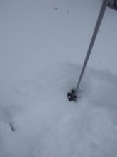 At 7,200', 8 inches of recent storm snow on top of 12/22 rain crust. No 12/24 rain crust present at and above 7,200'.