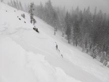 One of the skier triggered wind slabs near the top of Andesite Peak
