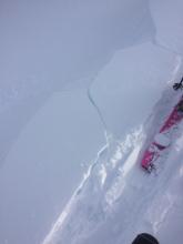 Small newly formed cornices easily breaking on the way up. 