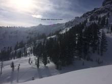 A crown from a smaller slide was seen in close proximity to where the larger avalanche occurred. Photo taken prior to the large slide.  