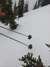 Shooting crack triggered while breaking trail. Connects ski pole to ski pole and beyond for a total of ~20'.