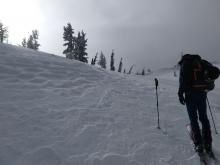 Wind created surface textures on near the summit of Hidden Peak