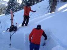 Digging 2m deep test pit.