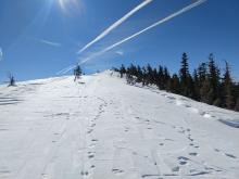 Looking S along Andesite Ridge. Significant wind scouring across the ridgetop.