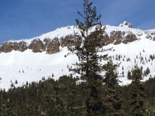 Small loose wet avalanches on south side castle peak