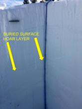 Observation wall of the snowprofile highlighting the layer of buried surface hoar