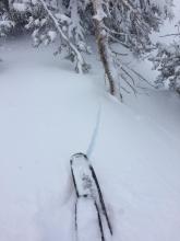 Shooting cracks along the summit. This crack broke within the new snow, not at the new old snow interface.