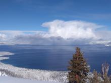 Convective cell snowing out over Lake Tahoe.