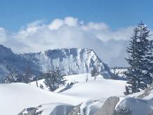 Crown line visible mid slope on Crag Peak.  Seen from Jakes Peak