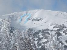 Mostly filled in avalanche crown on Relay Peak