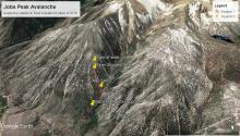 Google Earth Image of avalanche and rescue