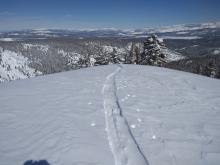 Skin track refill after about 5 min on top of Deep Creek Peak.