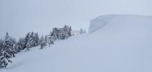 Large cornices existed along the summit ridgeline