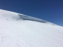 Approximately 10ft tall cornice on NW face of bowl
