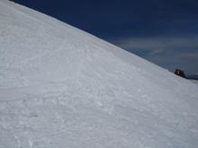 S aspect test slope at ~8,100' showing the presence of loose wet avalanche problem at noon.