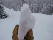 4f hard sun crust on E slopes of Andesite after a period of thinning cloud cover.