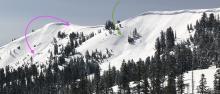 Two slides could be seen looking back at Judah Peak from Donner Peak in at noon. 