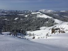 Looking down to the south from the shoulder of Castle Peak.