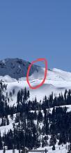Close up of what appeared to be a small avalanche.