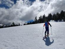 Firm scoured rain crust near Wildflower Ridge