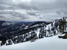 Looking south along the Crest through the Tahoe Basin. Potentially more sun further south.