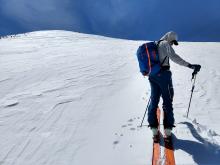 Wind affected colder snow on the ridge above 9300 ft. 