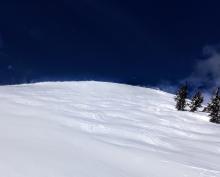 Blowing snow and wind scouring on ridges