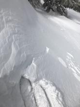 wind slab failure on a small test slope