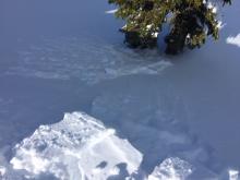 Small reactive wind slabs along the summit ridge of peak. 