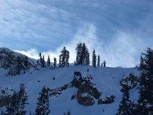 Ridgetop blowing snow at noon.