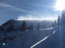 Ridgetop blowing snow at 2 pm.