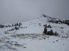 E side of Stevens Pk showing wind scouring and deposition zones.