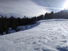 Drifting snow over Wildflower Ridge cornice.