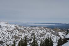 Lingering clouds (and perhaps some smoke) over Tahoe indicating inversion